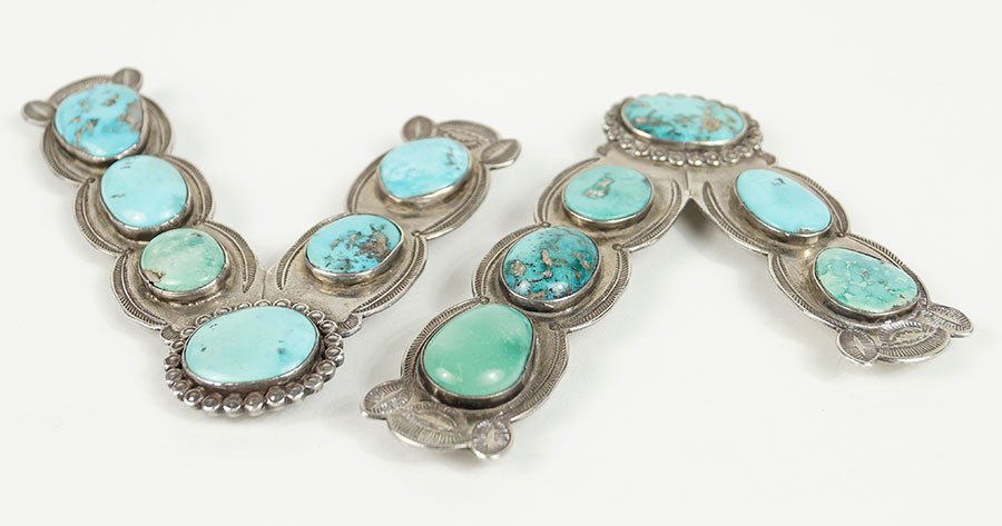A Pair Of Native American Turquoise And Silver Collar (1 of 1)