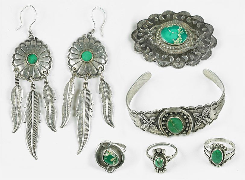 A Pair Of Native American Turquoise And Silver Feather (1 of 1)