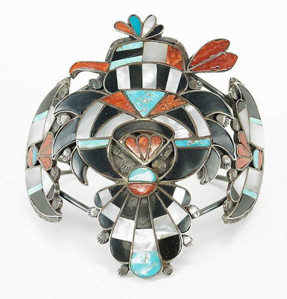 A Zuni Inlaid Native American Chief's Bracelet. (1 of 6)