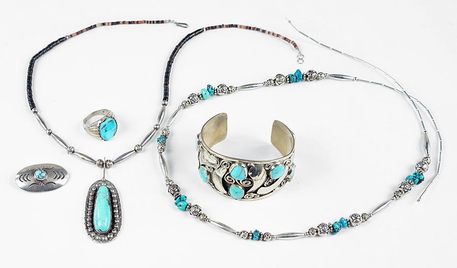 A Turquoise, Shell, And Sterling Silver Pendant (1 of 1)