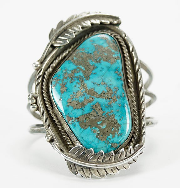 A Native American Turquoise Cuff Bracelet. (1 of 2)