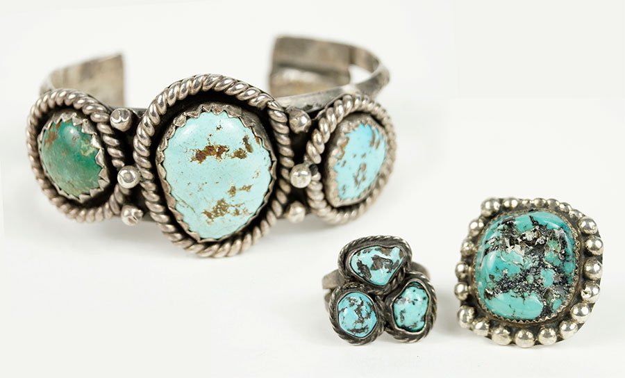 A Native American Turquoise And Silver Cuff Bracelet. (1 of 1)