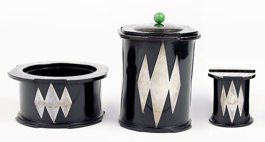 An Art Deco Inlaid Silver and Black Bakelite Smoking (1 of 1)