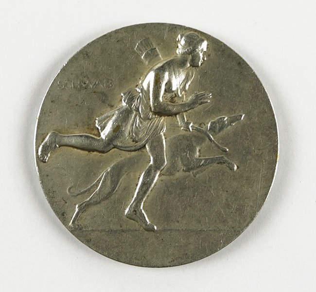 Andre Pierre Schwab (French, 1883-?) Exposicion Canina: Andre Pierre Schwab (French, 1883-?) Exposicion Canina Barcelona. Silver over bronze medal. Signed "Schwab" on the upper left side Diameter: 1.5"