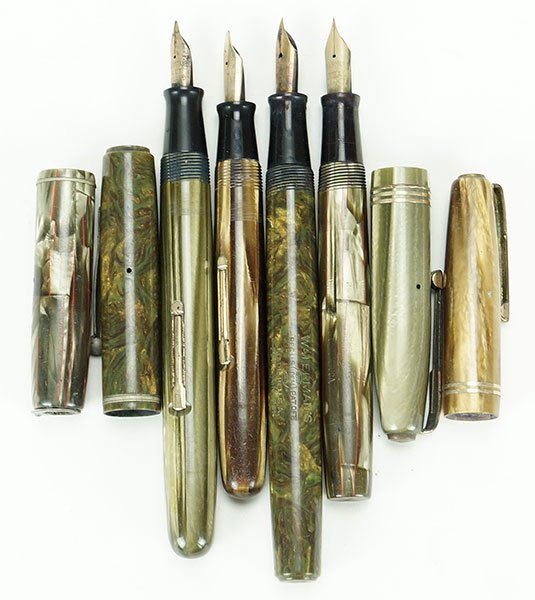 Collection of Waterman Fountain Pens.: Collection of Waterman Fountain Pens. Four Waterman fountain pens with 14k nibs