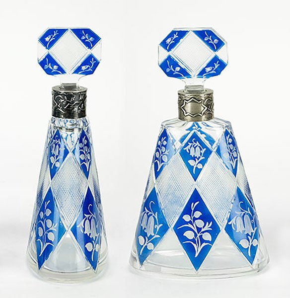 A Pair of German Crystal Decanters.