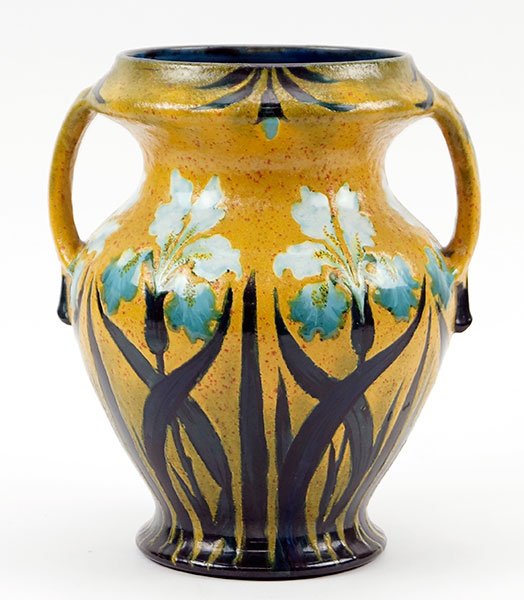 Franz Anton Mehlem (German, 1836-1931 Iris Vase. (1 of 2)