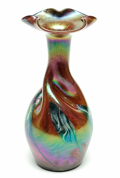 Attributed to Koloman Moser (Austrian, 1868-1918) A: Attributed to Koloman Moser (Austrian, 1868-1918) A Vase. Bulbous lower half with twisted neck leading out to a flared opening Height: 11"