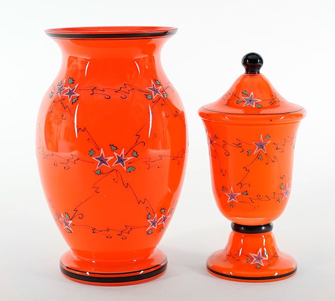 A Loetz Glass Vase and Covered Jar. (1 of 1)