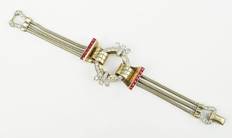 A Joseph Mazer Sterling Silver And Rhinestone Bracelet. (1 of 1)