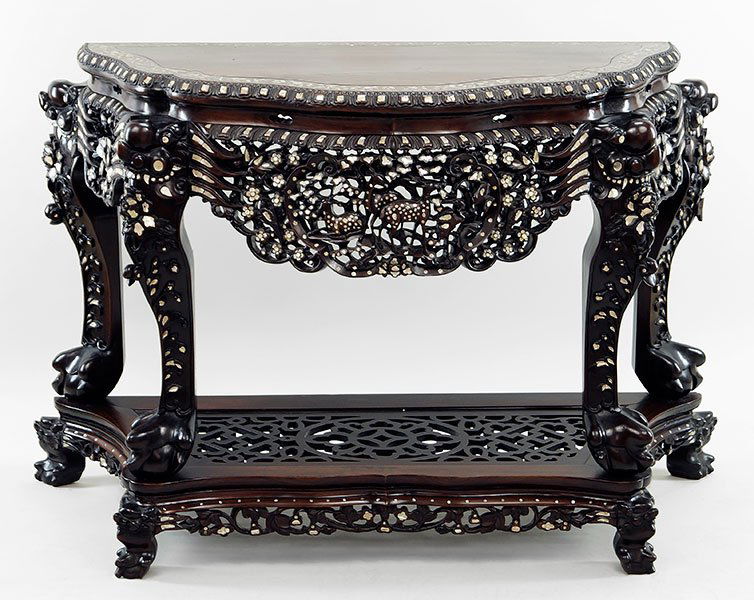A Chinese Mother-Of-Pearl Inlaid Table. (1 of 7)