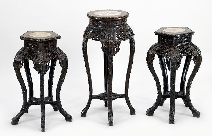 A Pair of Chinese Rosewood Plant Stands. (1 of 1)