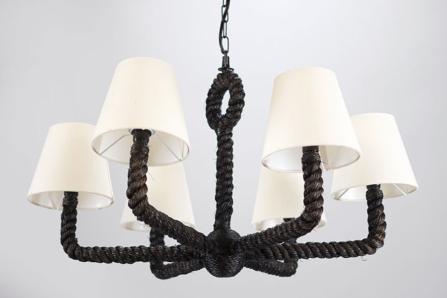 A Twisted Rope Six-Light Hanging Fixture. (1 of 1)