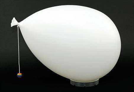 An Yves Christin for Bilumen Balloon Form Lamp.: An Yves Christin for Bilumen Balloon Form Lamp. Plastic balloon form electrified lamp, mounted to a circular base 14" x 19" x 12"