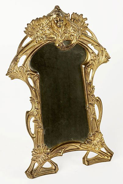 An Art Nouveau Gilt Metal Mirror. (1 of 4)