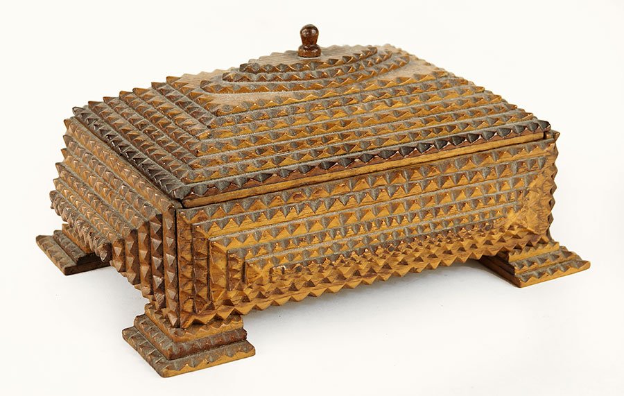 A Tramp Art Box.: A Tramp Art Box. 5.5" x 11" x 7"