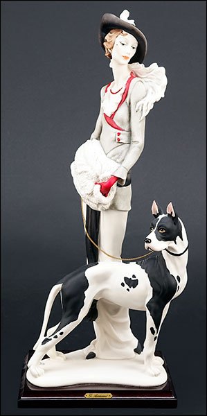 A Giuseppe Armani Figure of a Lady with a Great Dane. (1 of 2)