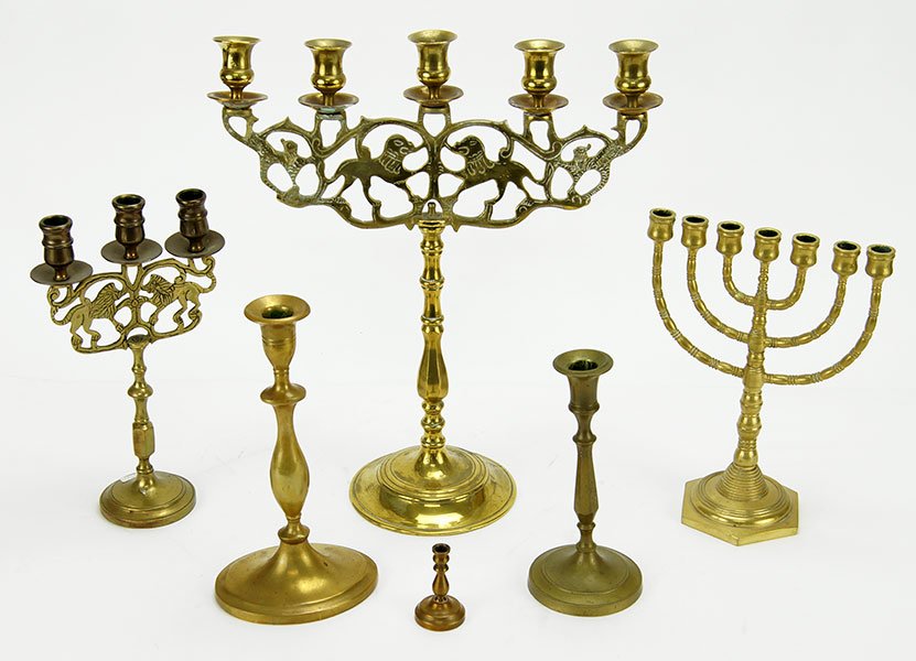A Collection of Brass Candelabra. (1 of 1)