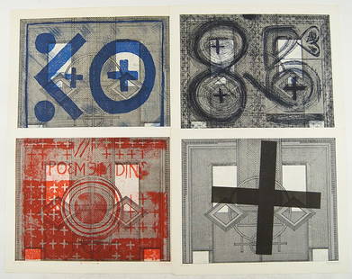 Johannes Lachamp (20th Century) Collection of Six: Johannes Lachamp (20th Century) Collection of Six Prints. Including Koln Dome, An Meinen Freund Georg Baselitz, Hommage a Louis Souttee, I Standart fur A.R. Penck, Poem Jim Dine, and one other. All pe