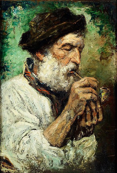 Attributed to Ernst Seidl (German, 19th/20th Century): Attributed to Ernst Seidl (German, 19th/20th Century) Man with Pipe. Oil on board signed 'E. Seidl' LR Board: 25" x 17.5" Frame: 31.5" x 23.5"