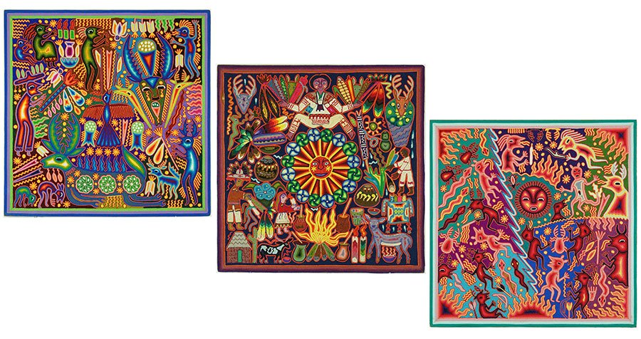 A Group of Three Mexican Embroidered Panels. (1 of 2)