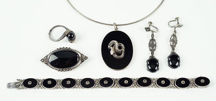 A German Onyx, Marcasite, And Sterling Silver Bracelet. (1 of 1)