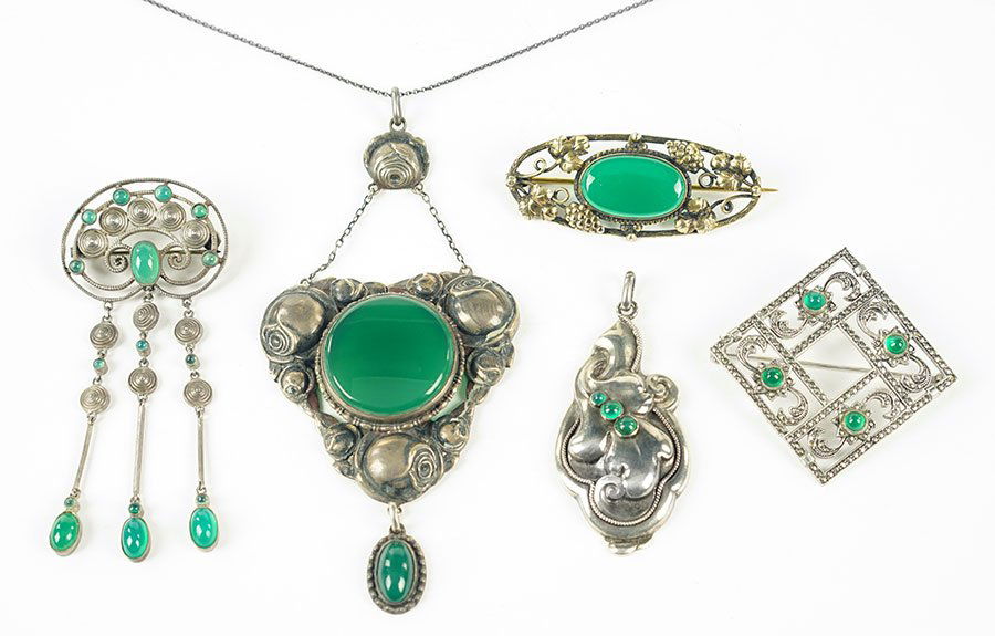 A German Green Onyx And .800 Silver Pendant. (1 of 1)