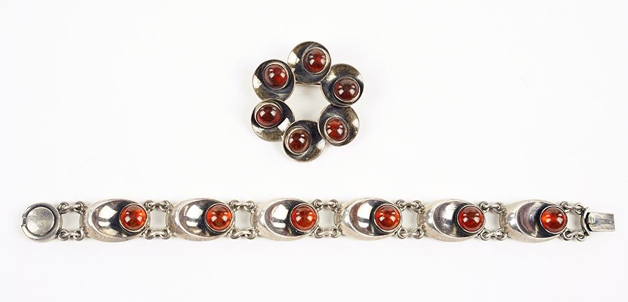 A Niels Erik From Amber And Sterling Silver Bracelet. (1 of 1)