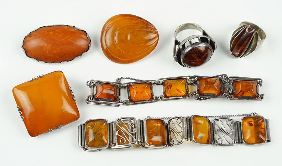 A C. Brumberg Hansen Silver And Amber Brooch. (1 of 1)