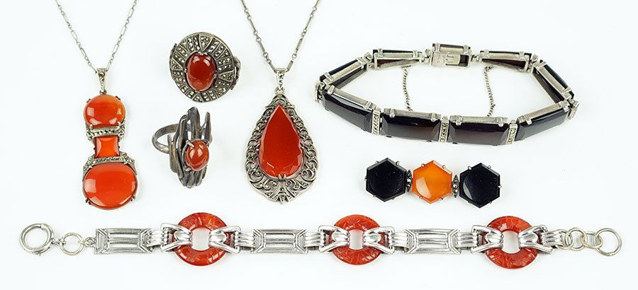 Two Carnelian, Marcasite, And Sterling Silver Pendant (1 of 1)