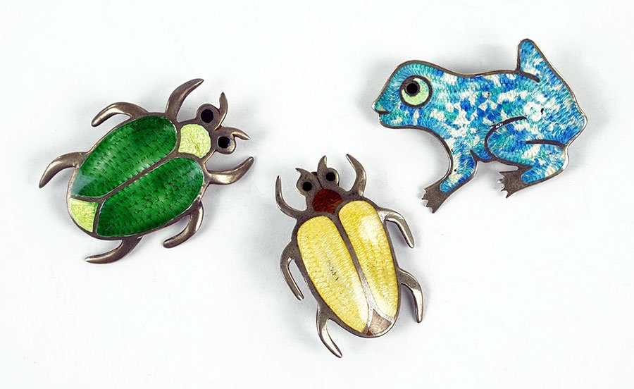 Three Jose Federico Mexican Sterling Silver And Enamel (1 of 1)