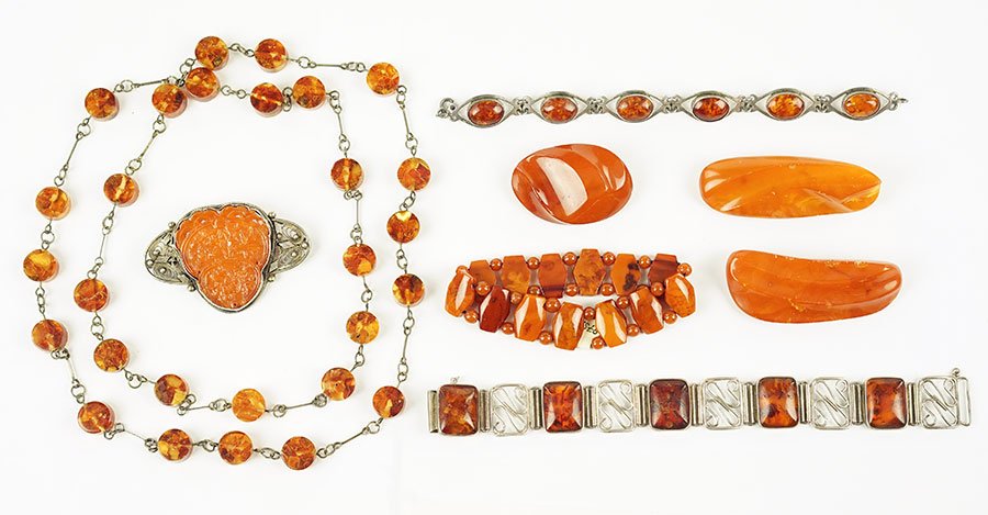 A Jo Michels Amber And Sterling Silver Brooch. (1 of 1)