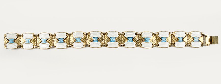 A Gilt Sterling Silver Scandinavian Enamel Bracelet. (1 of 1)
