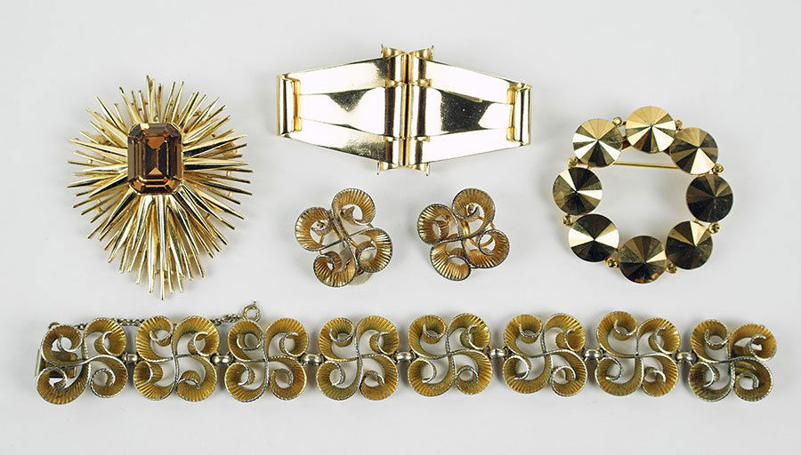 A Napier Goldtone Sterling Silver Swirl Demi-Parure. (1 of 1)