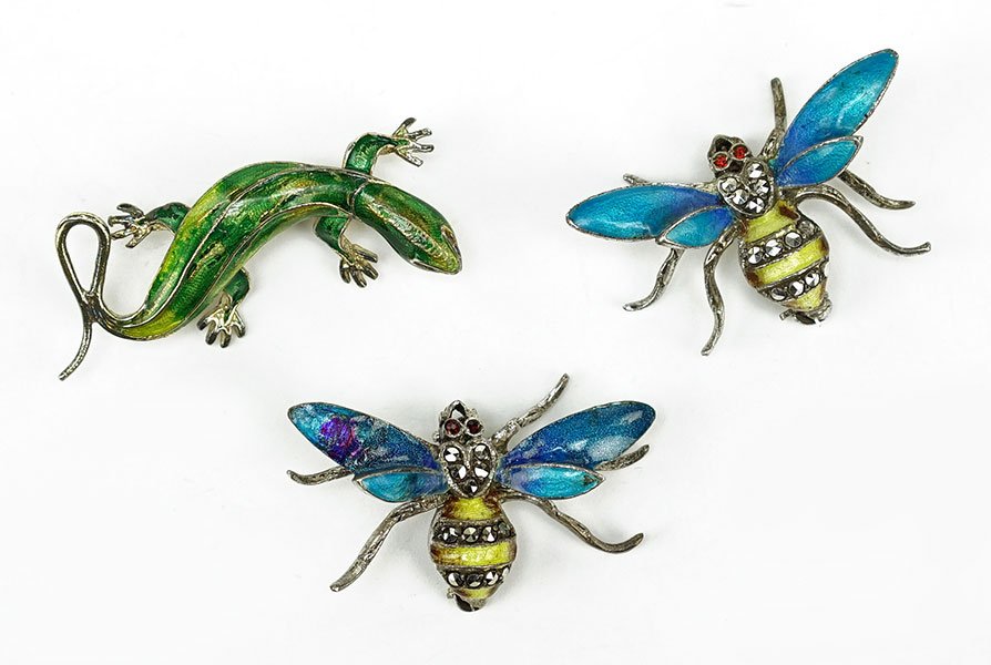 Two Alice Caviness Marcasite, Enamel, And Sterling (1 of 1)