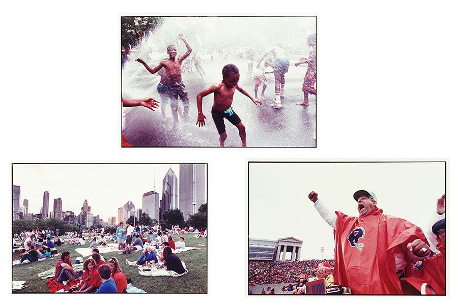 Bruce Davidson (American, B. 1933) Three Works.: Bruce Davidson (American, B. 1933) Three Works. Three chromogenic development prints, edition of 50 from the National Geographic 'Chicago Series' dated to 1990. Comprising 'Cheering the Bears', 'Child