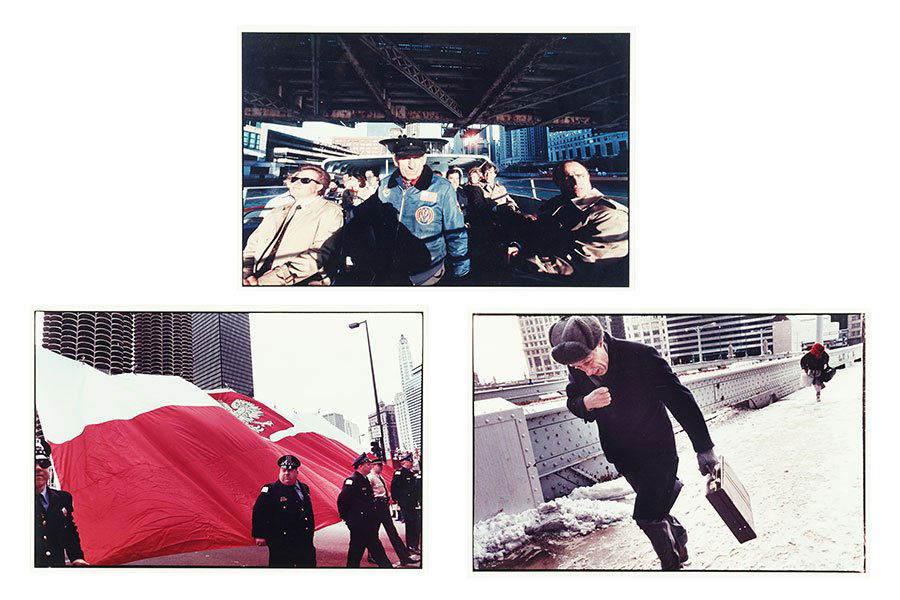 Bruce Davidson (American, B. 1933) Three Works.: Bruce Davidson (American, B. 1933) Three Works. Three chromogenic development prints, edition of 50 from the National Geographic 'Chicago Series' dated to 1990. Comprising 'Polish Day Parade', 'Crossi