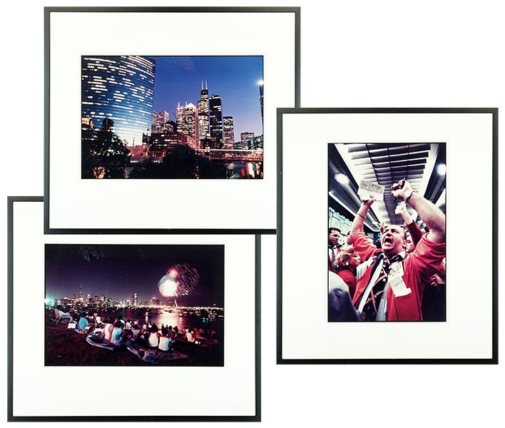 Bruce Davidson (American, B. 1933) Three Works.: Bruce Davidson (American, B. 1933) Three Works. Three chromogenic development prints, edition of 50 from the National Geographic 'Chicago Series' dated to 1990. Comprising 'Trading Commodities', 'Chic