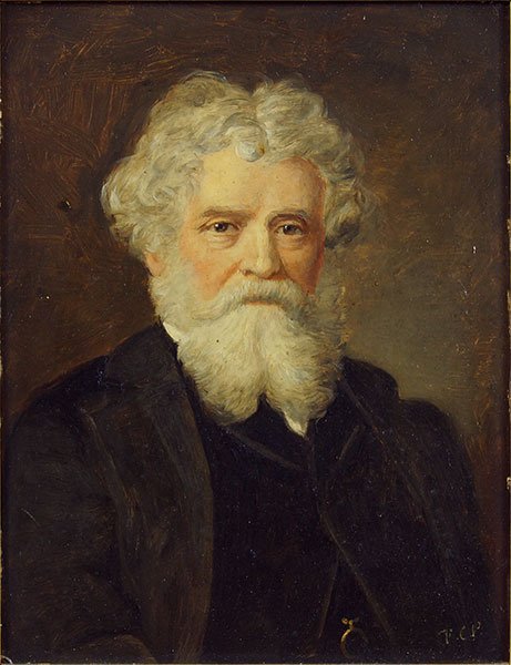 Valentine Cameron Prinsep (British, 1838-1904) Portrait: Valentine Cameron Prinsep (British, 1838-1904) Portrait Of J. Noel Paton, R.S.A. Oil on board. Initialed LR Board: 11" x 8.5" Frame: 16" x 13.5"