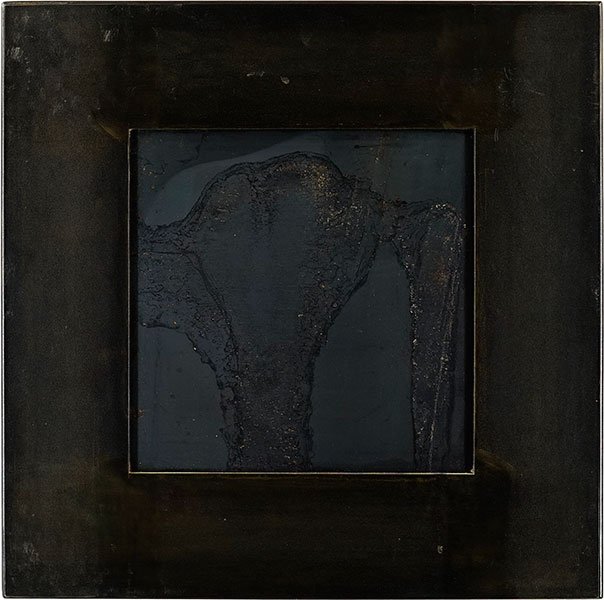 Rene-Pierre Allain (Canadian, B. 1951) Port View, No.: Rene-Pierre Allain (Canadian, B. 1951) Port View, No. 5, 1995. Steel, gun blue, and clear sealant. Signed and titled en verso. Bearing a "Galerie de Bellefeuille" label en verso 19.5" x 17.25"