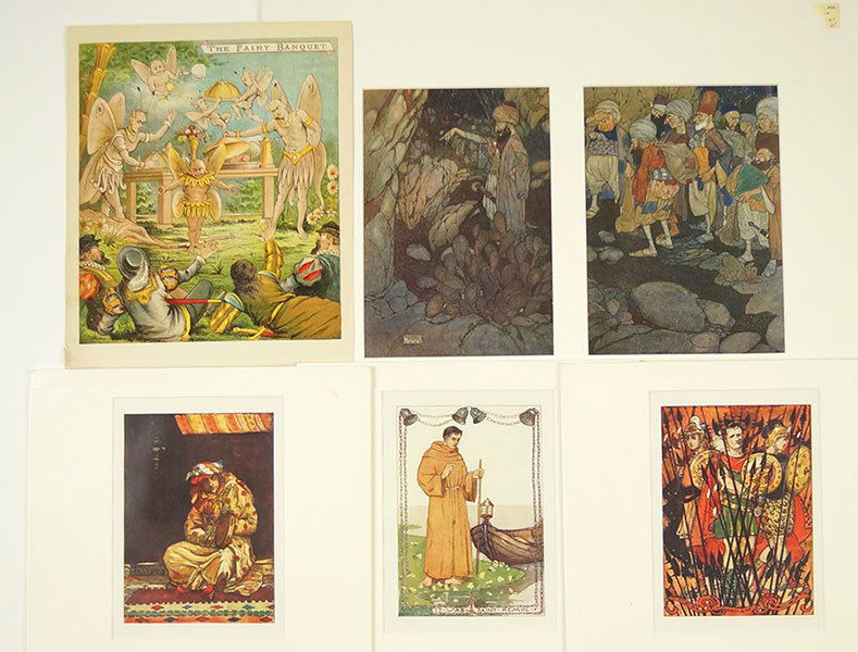 A Collection of 19th and 20th Century Book: A Collection of 19th and 20th Century Book Illustrations. Comprising a pencil signed print by Lionel Edwards and others after Beardsley, Rackham, and Maxfield Parrish, and others Largest: 16" x 24" Ma