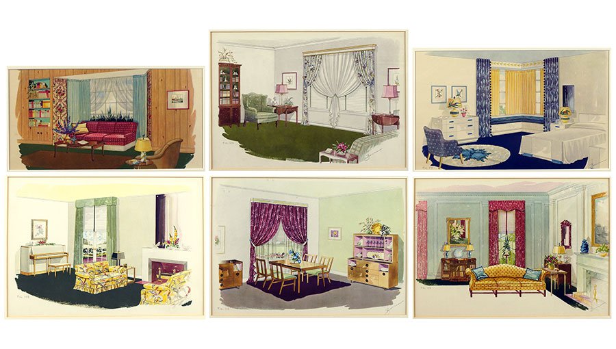 A Set of Six Prints Depicting 1940's Interiors. (1 of 1)