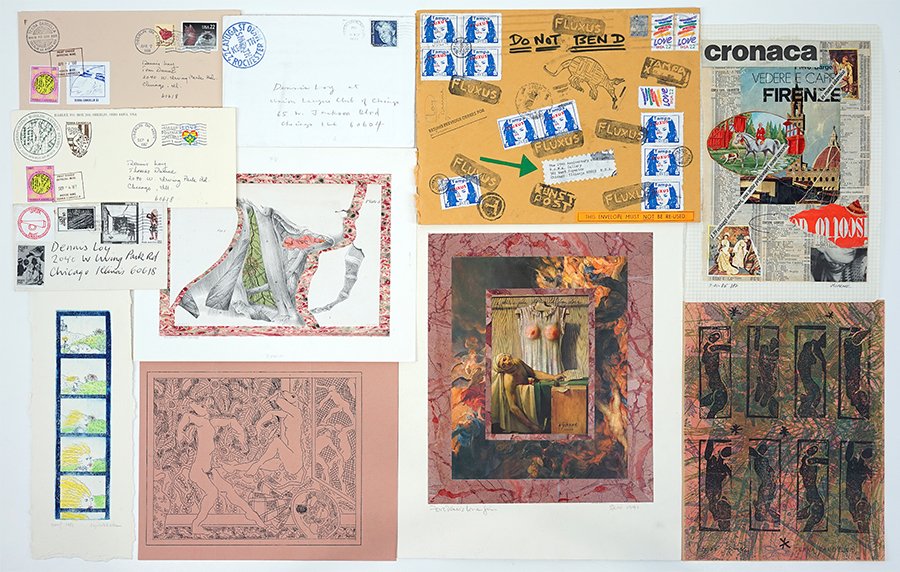 A Collection Of Mail Art.: A Collection Of Mail Art. Each sent to Chicago artist, Dennis Loy, by Carlo Pittore, Keith A. Smith, Lynn Webster, E. Morandi, Garrett Faulkner, and others Largest: 15" x 12"