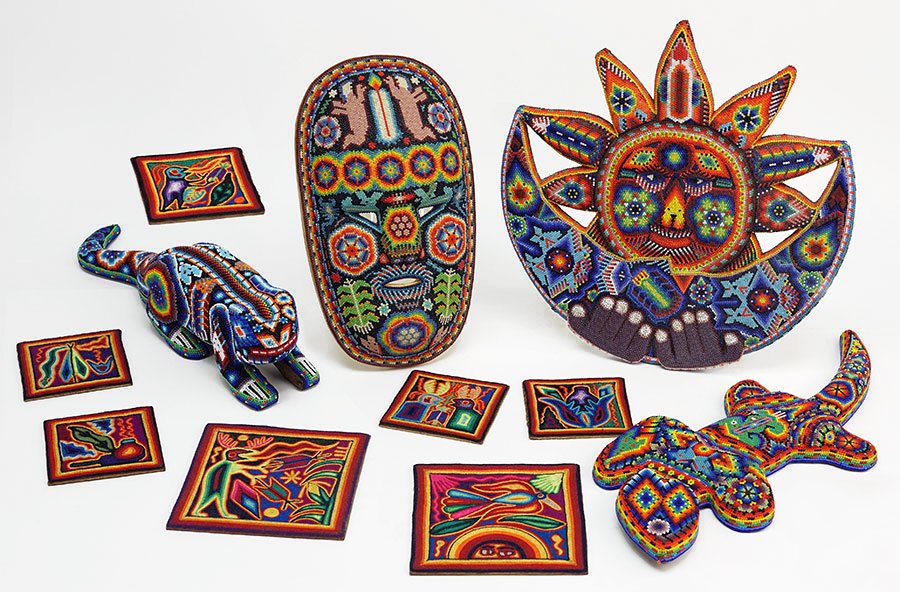 A Group of Mexican Huichol Beaded Folk Art Items. (1 of 1)