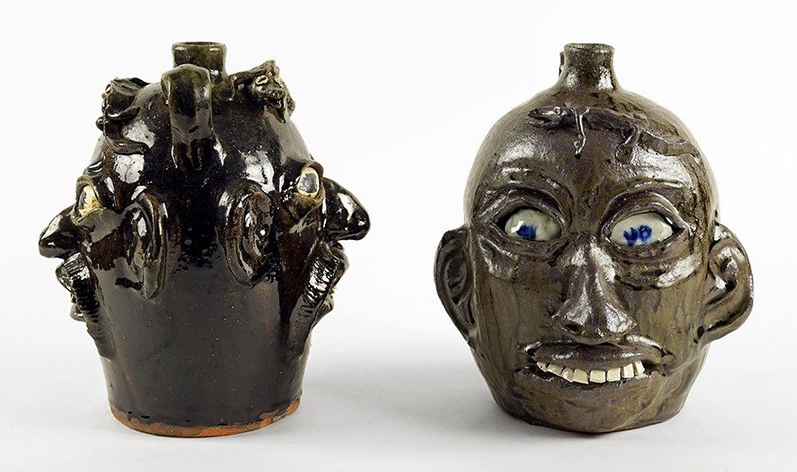 Chester Hewell (American, 20th Century) Two Face Jugs. (1 of 1)