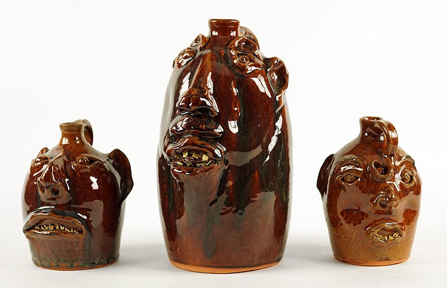 Three Brown's Pottery Face Jugs. (1 of 1)