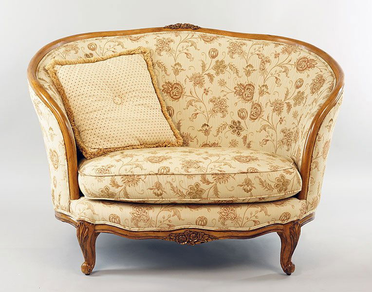 A Carved Mahogany Upholstered Settee. (1 of 6)
