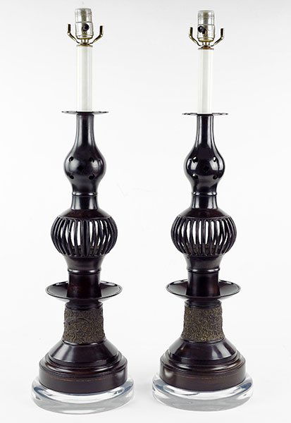 A Pair Of Frederick Cooper Patinated Metal Table Lamps. (1 of 1)