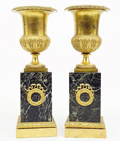 A Pair Of French Empire Brass Urns. (1 of 1)