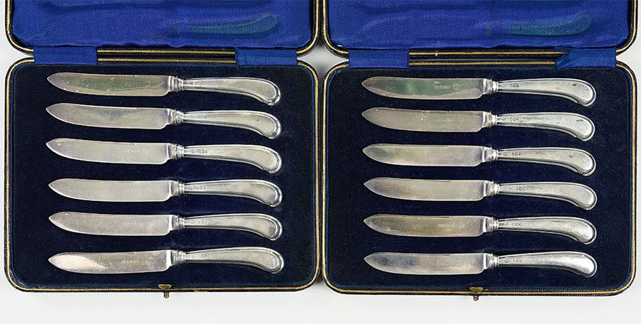 A Set of Twelve English Silver Fruit Knives. (1 of 1)